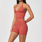 Wholesale Women's Halter Neck Yoga Set – Deep V-Neck Bra & High-Waist Shorts