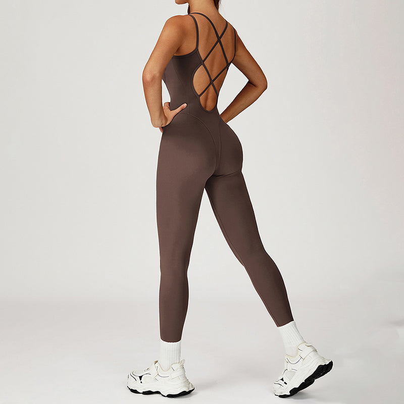Cross-back ONE-PIECE HIP LIFTING SPORTS AND FITNESS SET