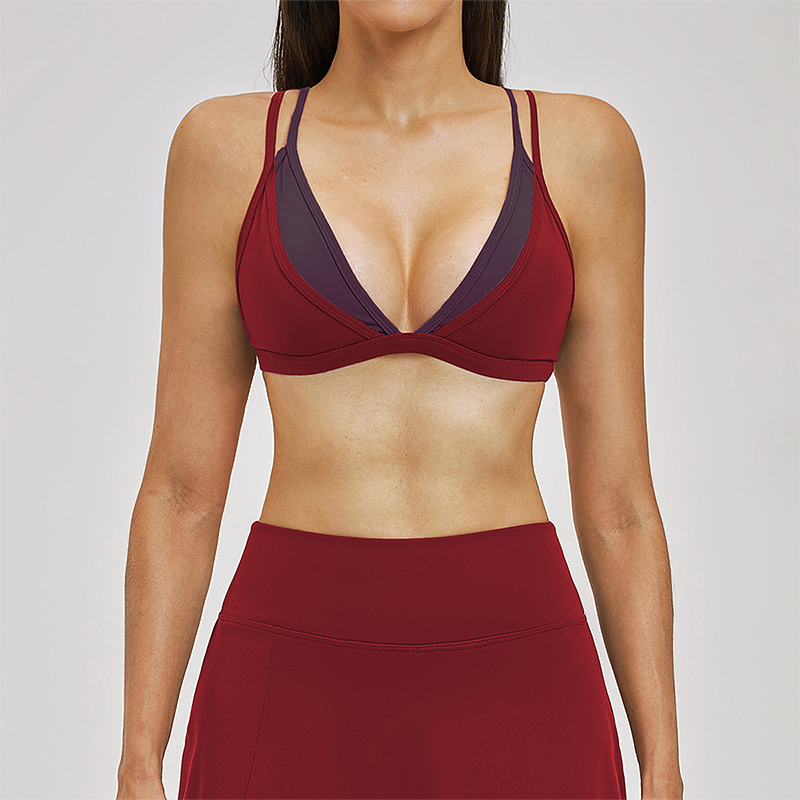 Wholesale fake two contrasting back yoga bras