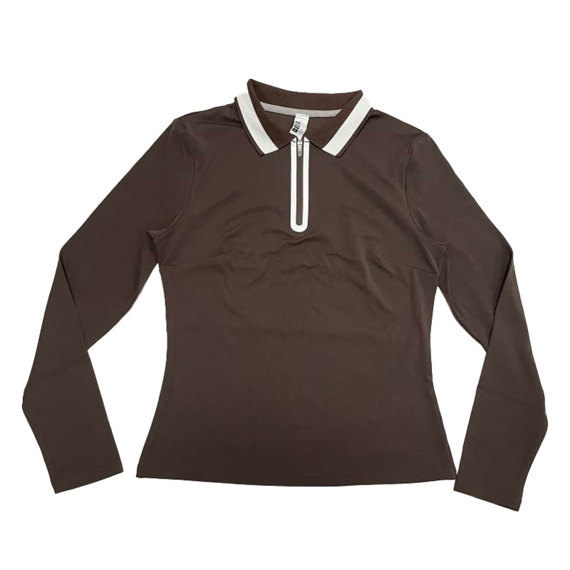 Colorblock polo collar sports top