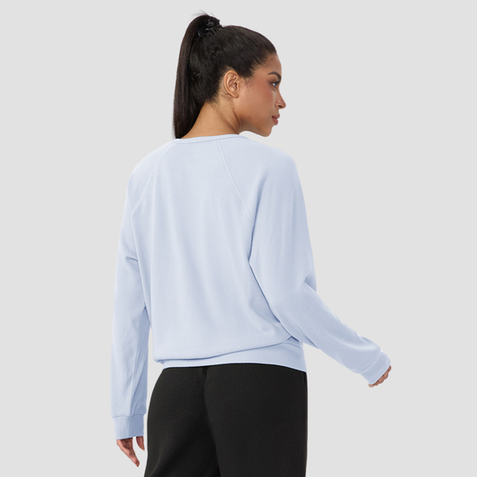 Women's Waffle Knit Crew Neck Long Sleeve Athletic T-Shirt