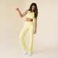 Wholesale Women's Brushed Fabric Sports Bra and Wide-Leg Pants Set