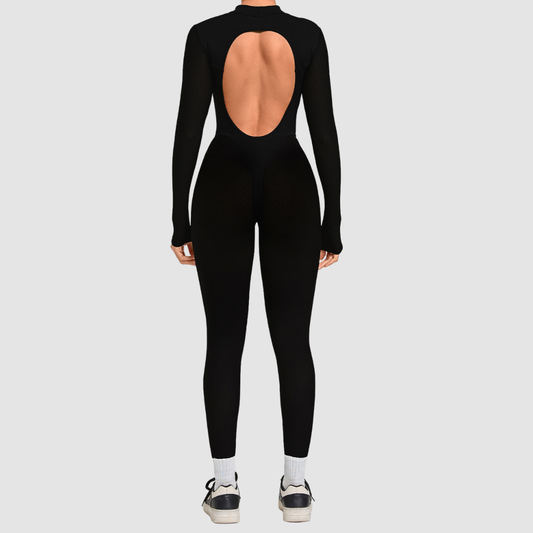 Wholesale Women's Mesh Panel Long Sleeve  Yoga Bodysuit