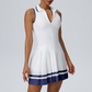 Women's Colorblock Polo Neck Tennis Dress with Built-in Chest Pad