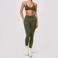 Wholesale Women's Brushed Yoga Set: V-Neck Bra & Leggings – Colorblock Tummy Control