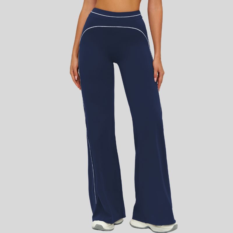 High-waisted contrasting loose wide-leg pants