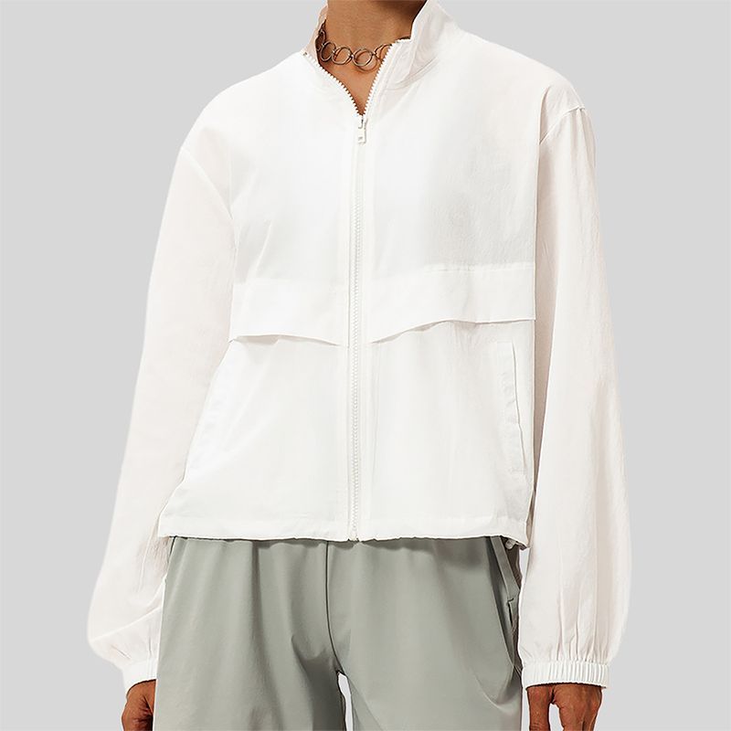 Women's Outdoor Windbreaker Loose Casual Yoga Jacket with Stand Collar