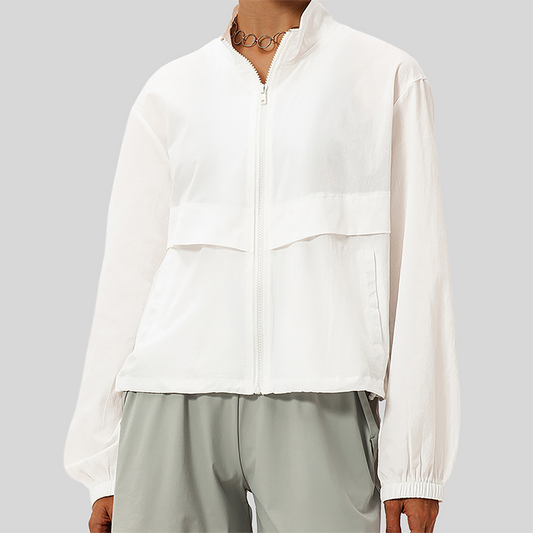 Women's Outdoor Windbreaker Loose Casual Yoga Jacket with Stand Collar