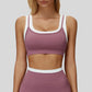 Fake two-piece contrast color stitching sports bra