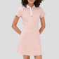 Wholesale Women's Polo Collar Tennis Dress – Color-Block Short-Sleeve Anti-Exposure Sports Dress