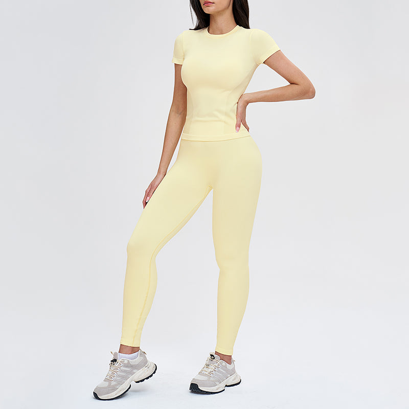 Wholesale solid color round-neck T-shirt + leggings