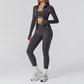 Racerback Sports Bra + Jacket + high waist leggings 3-piece set