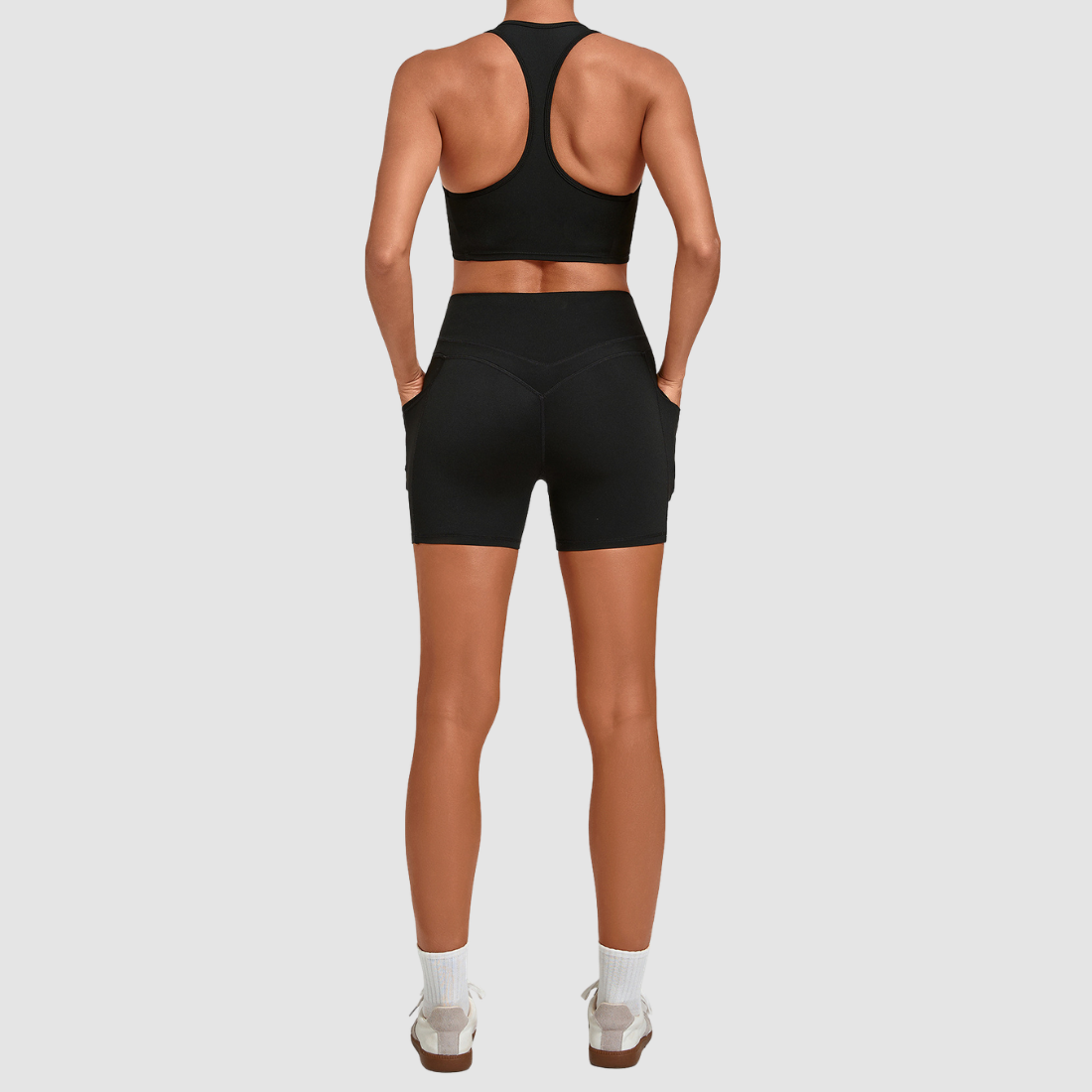 Wholesale Women’s Racerback Sports Bra & High-Waist Biker Shorts Yoga Set