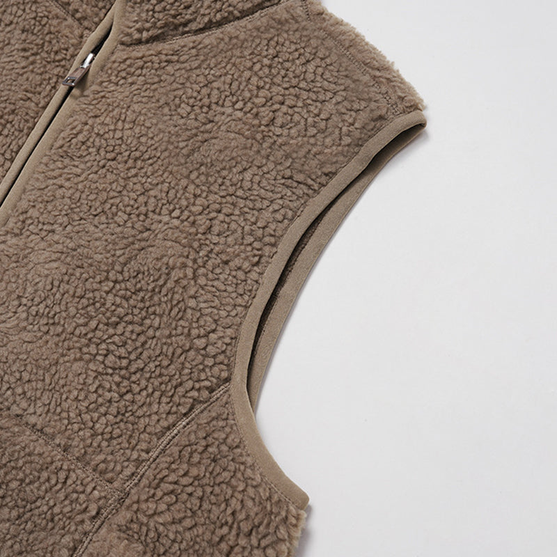 Stand collar plus velvet sleeveless zipper sports vest