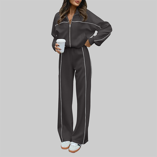 Wholesale Women's Zip-Up Long Sleeve Hoodie & Jogger Pants Tracksuit Set
