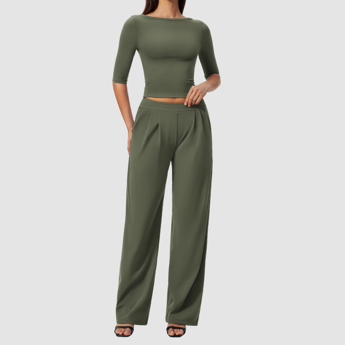 Wholesale Women’s Mid-Sleeve Top & Long Pants Yoga Set