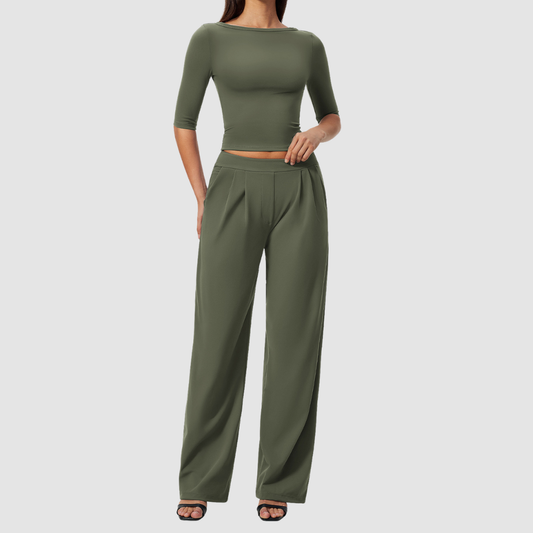 Wholesale Women’s Mid-Sleeve Top & Long Pants Yoga Set