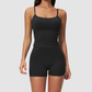Wholesale Seam-Detail Racerback Tank Top & High-Waist Biker Shorts Set – Brushed Yoga 2-Piece