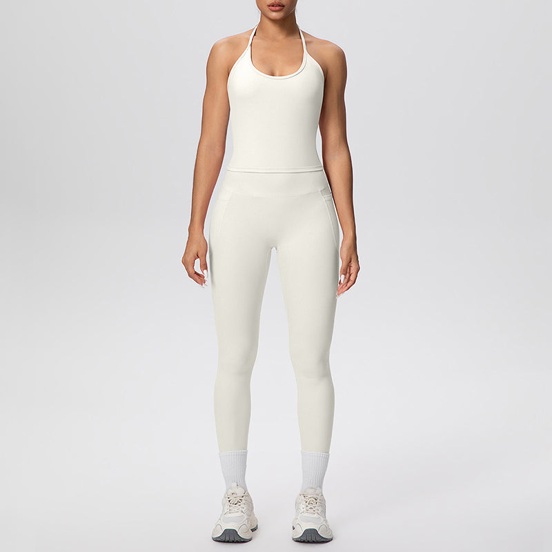 Wholesale backless tank top + pocket leggings