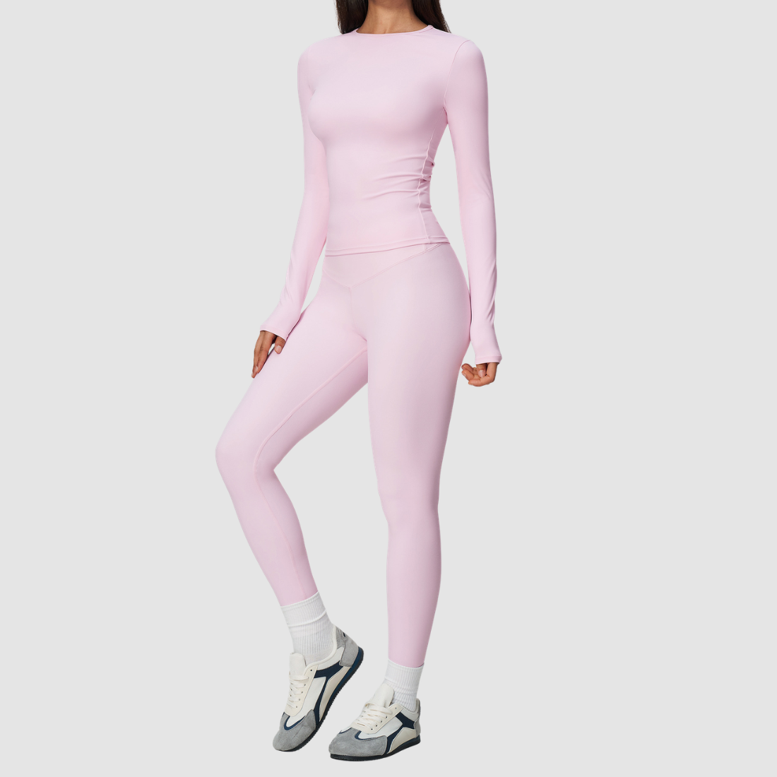 Wholesale Women's Nylon Spandex Activewear Set – Long Sleeve Tops & Leggings