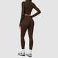 Wholesale Women's Cropped Stand-Collar Jacket & Leggings Yoga Set