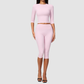 Wholesale Women's 3/4 Sleeve Crop Top & High-waisted Mid-Length Leggings Set