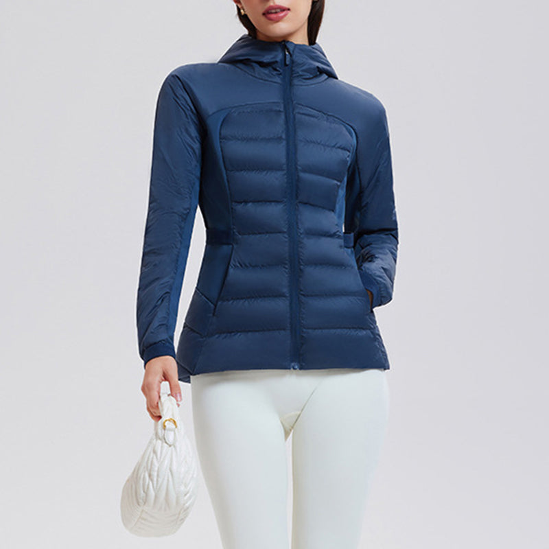 Slim and lightweight down jacket with hood