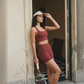 Wholesale Cross-Back Sports Bra & High-Waist Biker Shorts Set – Naked-Feel Quick-Dry Yoga 2-Piece