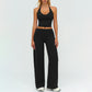 V-neck backless tank top + high-waisted loose wide-leg pants 2-piece set