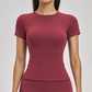 Wholesale short sleeved round neck slim fit waist T-shirt