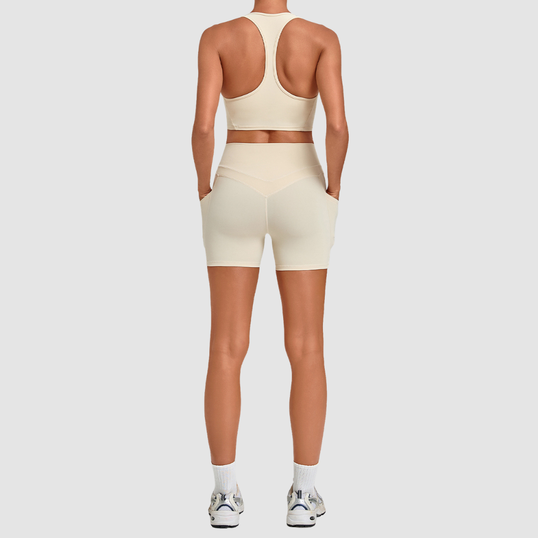 Wholesale Women’s Racerback Sports Bra & High-Waist Biker Shorts Yoga Set