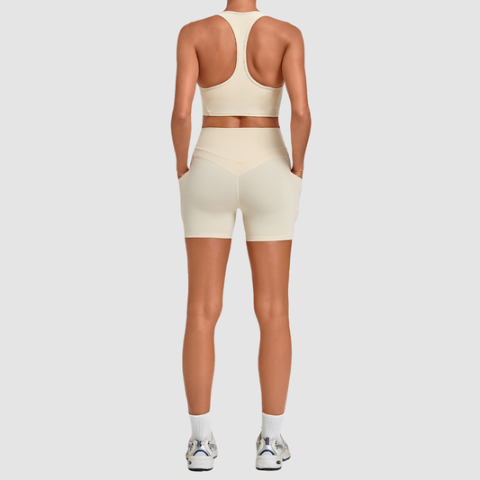 Wholesale Women’s Racerback Sports Bra & High-Waist Biker Shorts Yoga Set