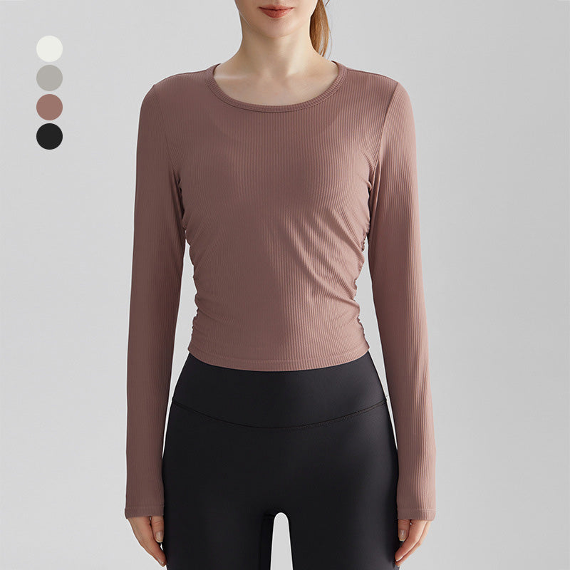 Slimming Round Neck Long-Sleeve Yoga Top