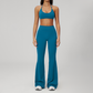 Wholesale Seam-Detail Sports Bra & High-Waist Flare Leggings Set – Brushed Yoga 2-Piece