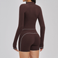 Color blocked Sports jacket+Sport vest+Tight shorts Running fitness 3-piece set