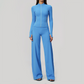 Wholesale Women's Zip-Up Yoga Jacket Set – Relaxed Wide-Leg Pants Activewear Set
