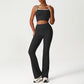 Layered-Look Spaghetti Strap Crop Top + Butt-Lifting Flared Pants 2-Piece Set