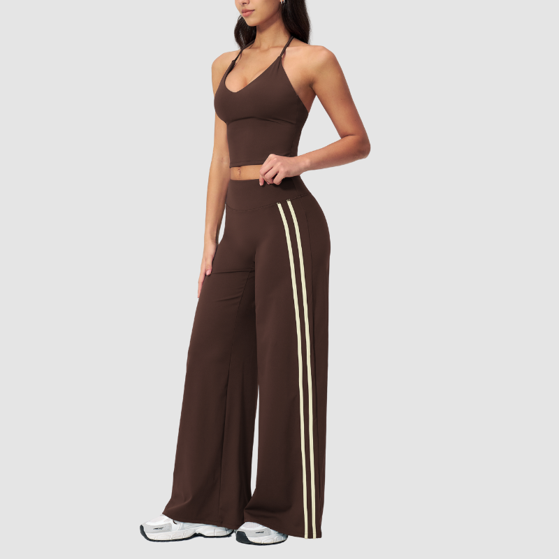 Wholesale Breathable Y-Back Tank Top & Fold-up Flare Pants Set