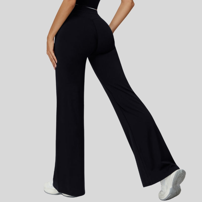 Contrast-colored sport slightly flared pants