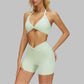 Removable breast sports bra+Sport shorts 2-piece set