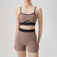 Wholesale color blocked backless vest+high waisted shorts 2-piece Set