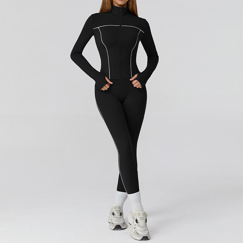 Veste à glissière complète à manches longues + legging à taille haute