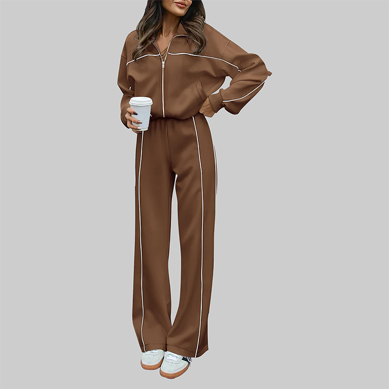 Wholesale Women's Zip-Up Long Sleeve Hoodie & Jogger Pants Tracksuit Set