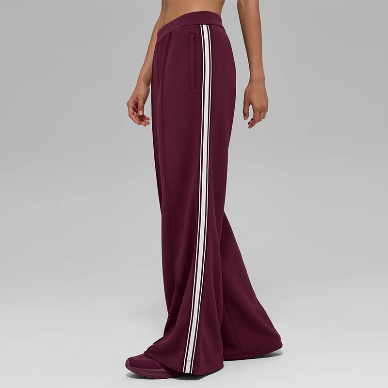 High-waisted striped color-blocked casual sweatpants