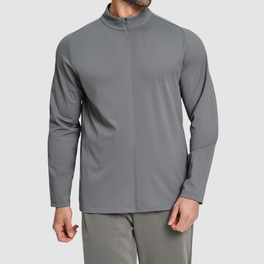 Wholesale Men's Mock Neck Long Sleeve Athletic Jacket – Moisture-Wicking Gym Fitness Training Outerwear