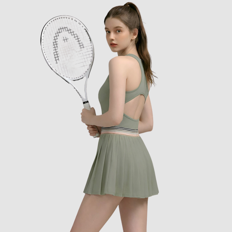 Wholesale Women's Racerback Tennis Dress with Removable Cups & Built-in Shorts
