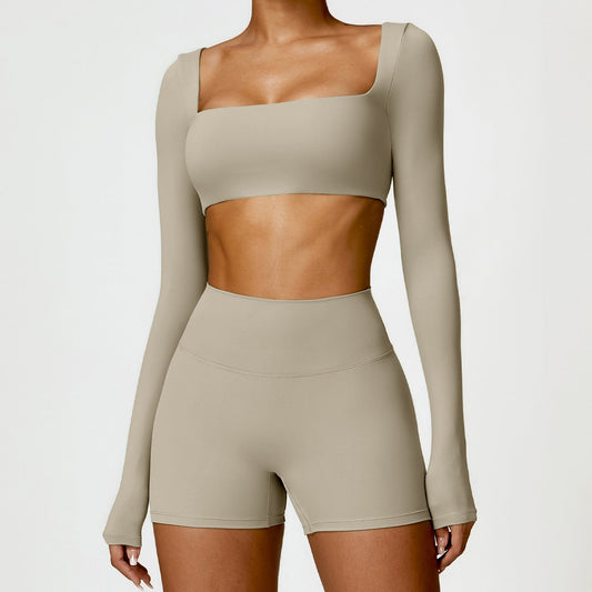 Wholesale Nude long sleeve crop top | Wonderxfans bulk activewear