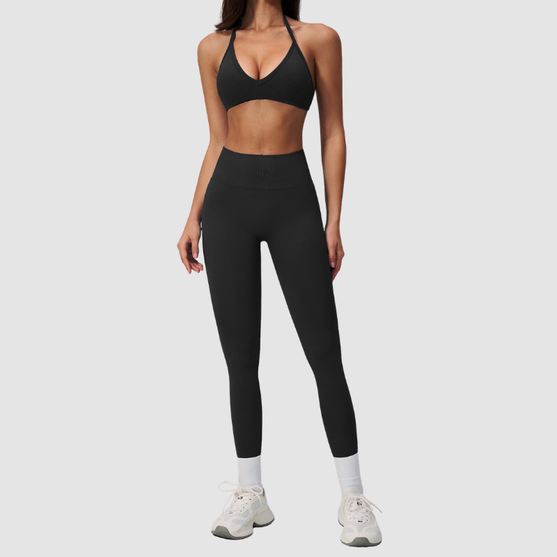 Wholesale Women's Seamless Sports Bra and Leggings Set – Open-Back Yoga Set