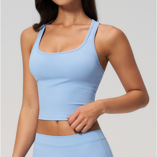 Wholesale Women's Colorblock Racerback Sports Bra Tank Top – Padded Yoga Gym Fitness Top