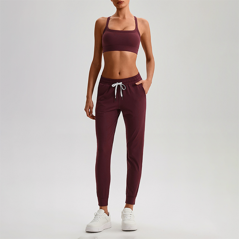 Wholesale Naked-Feel Open-Back Sports Bra & High-Waist Jogger Pants Set – Sculpting Yoga 2-Piece